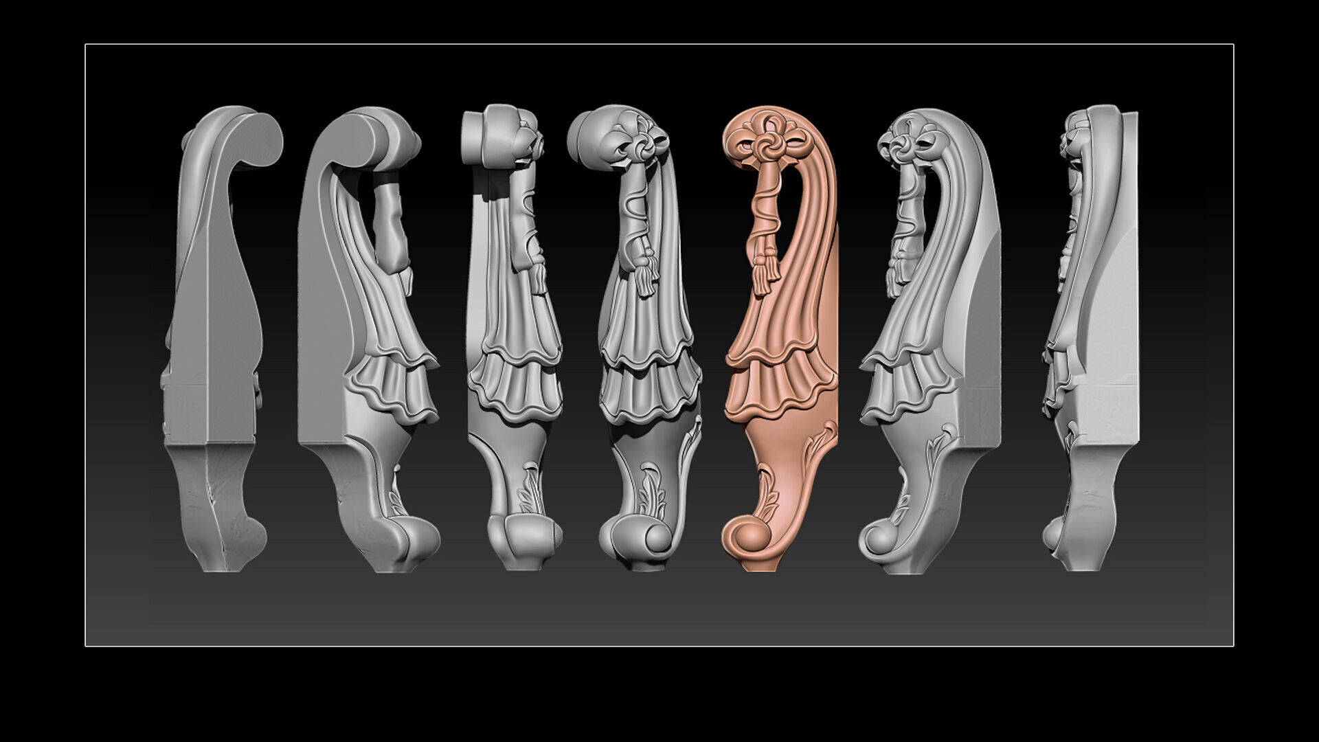 Classic Table and Chair Leg Model Kit - 062 3D print model_6