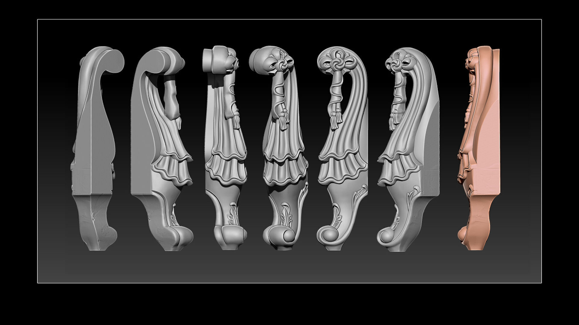 Classic Table and Chair Leg Model Kit - 062 3D print model_8