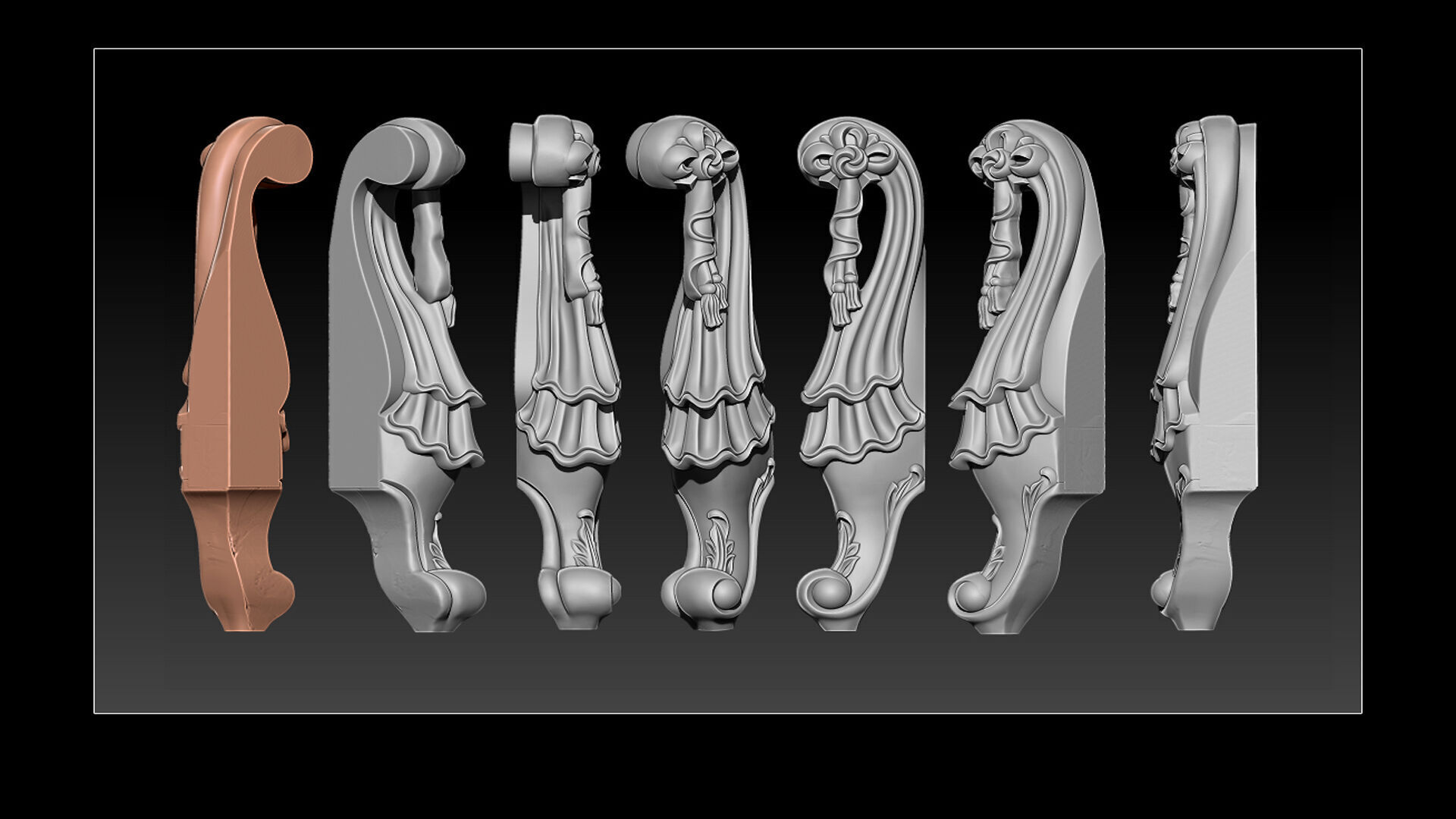 Classic Table and Chair Leg Model Kit - 062 3D print model_2