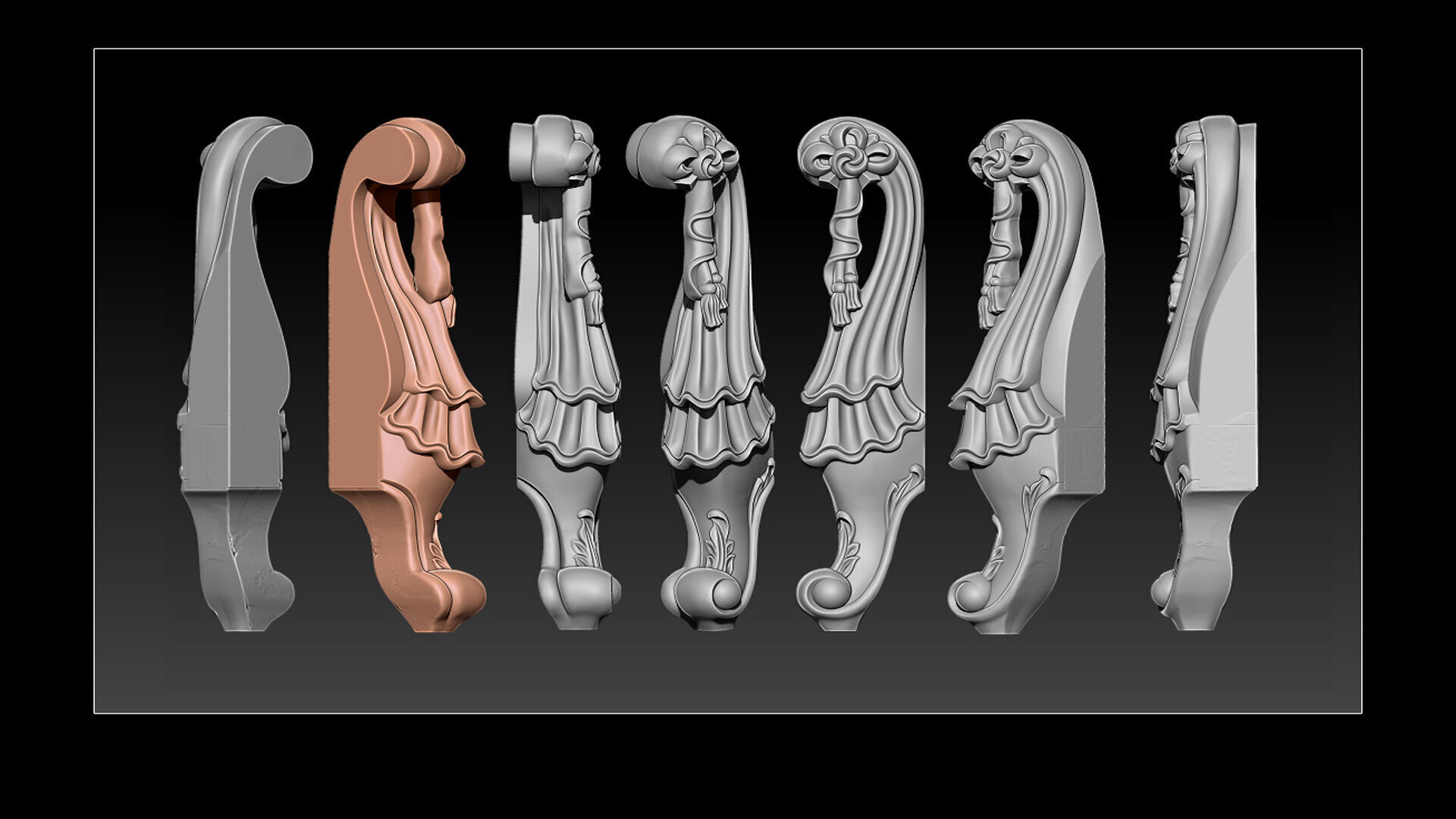 Classic Table and Chair Leg Model Kit - 062 3D print model_3