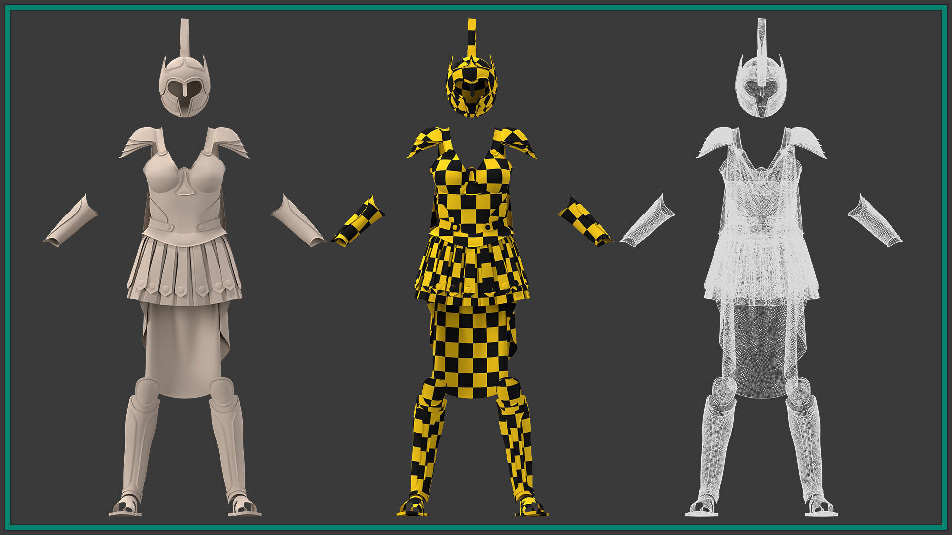 female spartan outfit with texture 3D model_5