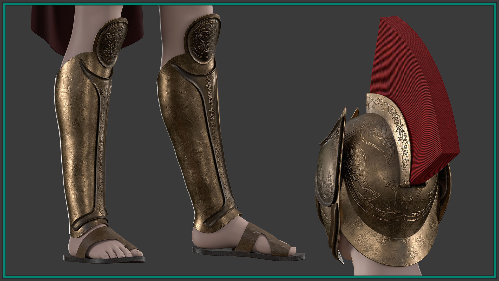 female spartan outfit with texture 3D model_4