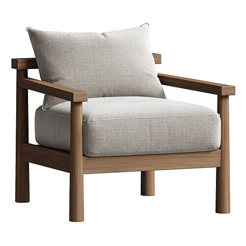 Natalia Outdoor Teak Lounge Chair 3D model