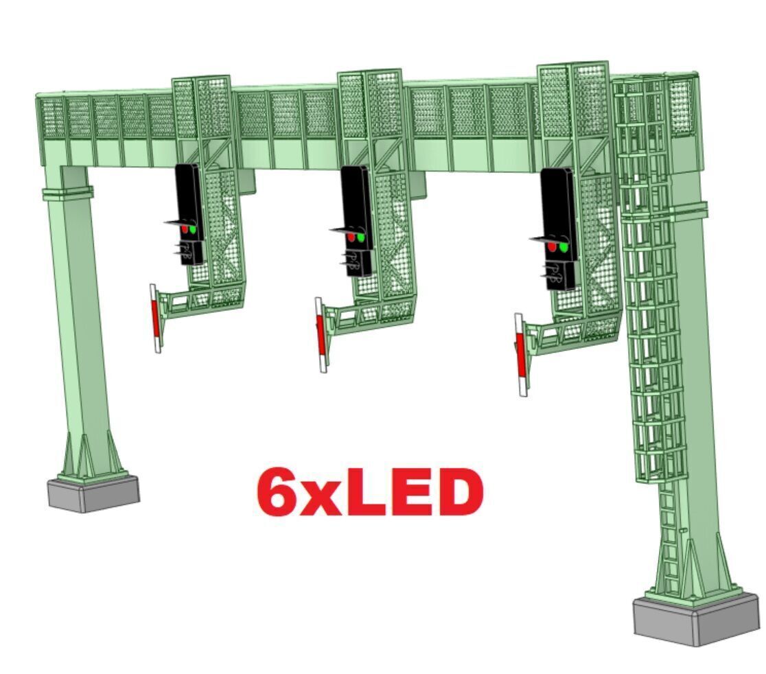 H0 scale DB HV triple Signal Bridge Hp0 Hp1 - resin 3D print model_5