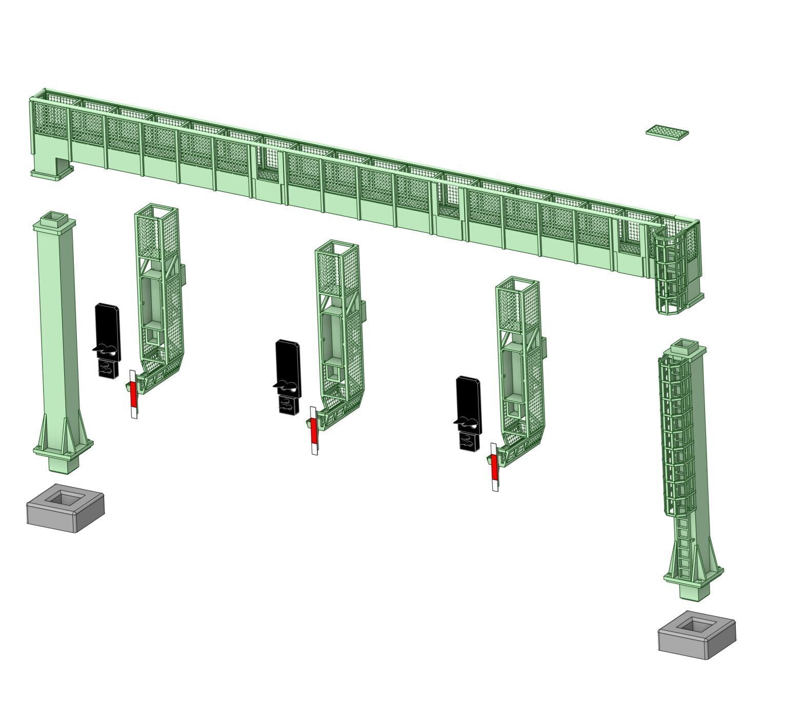 H0 scale DB HV triple Signal Bridge Hp0 Hp1 - resin 3D print model_7