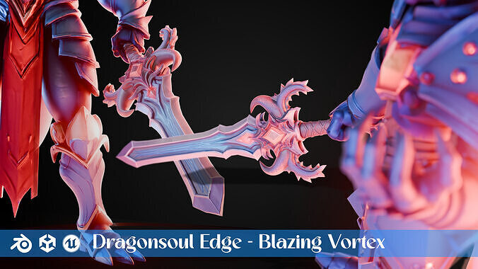 Stylized Sword - Dragonsoul Edge Blazing Vortex - Game Ready 3D model