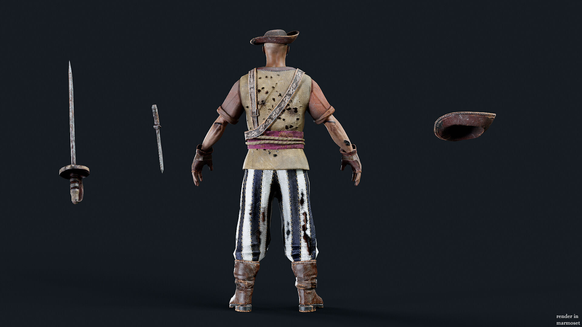 PIRATE UNDEAD 9 Low-poly 3D model_7