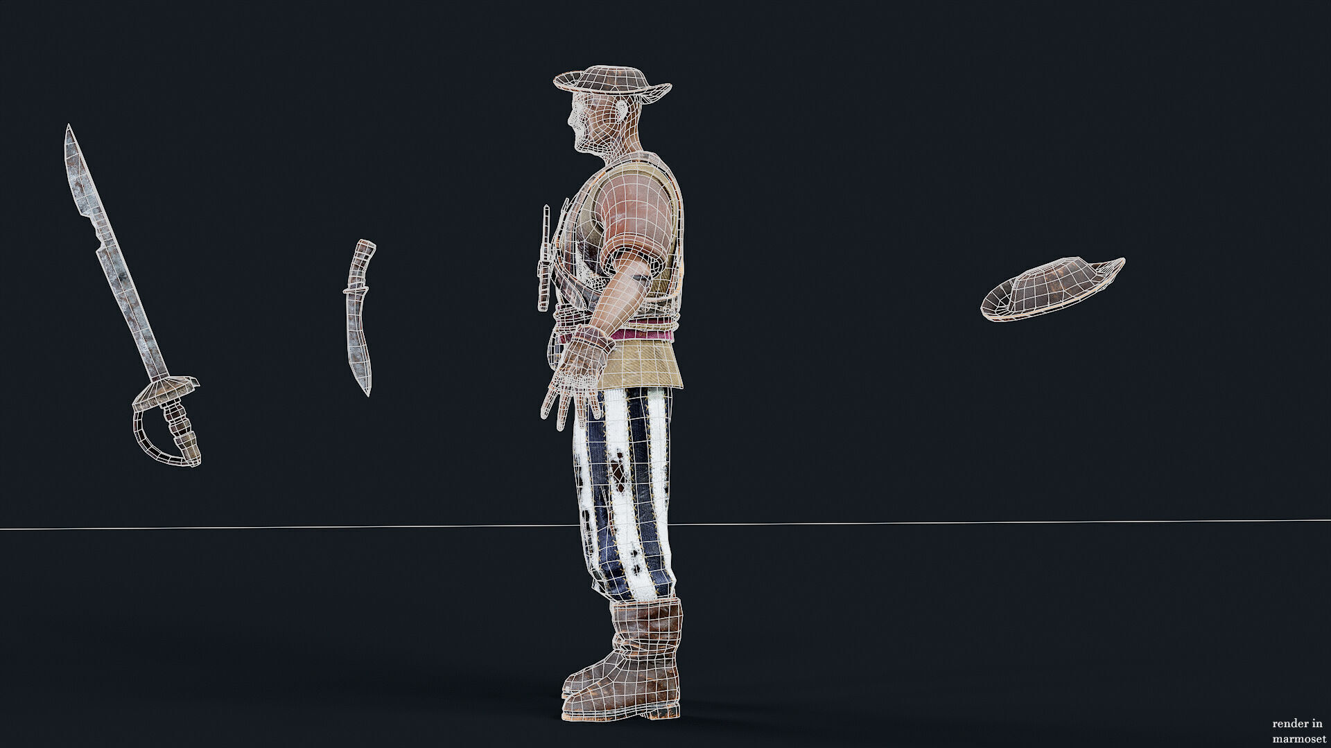 PIRATE UNDEAD 9 Low-poly 3D model_10