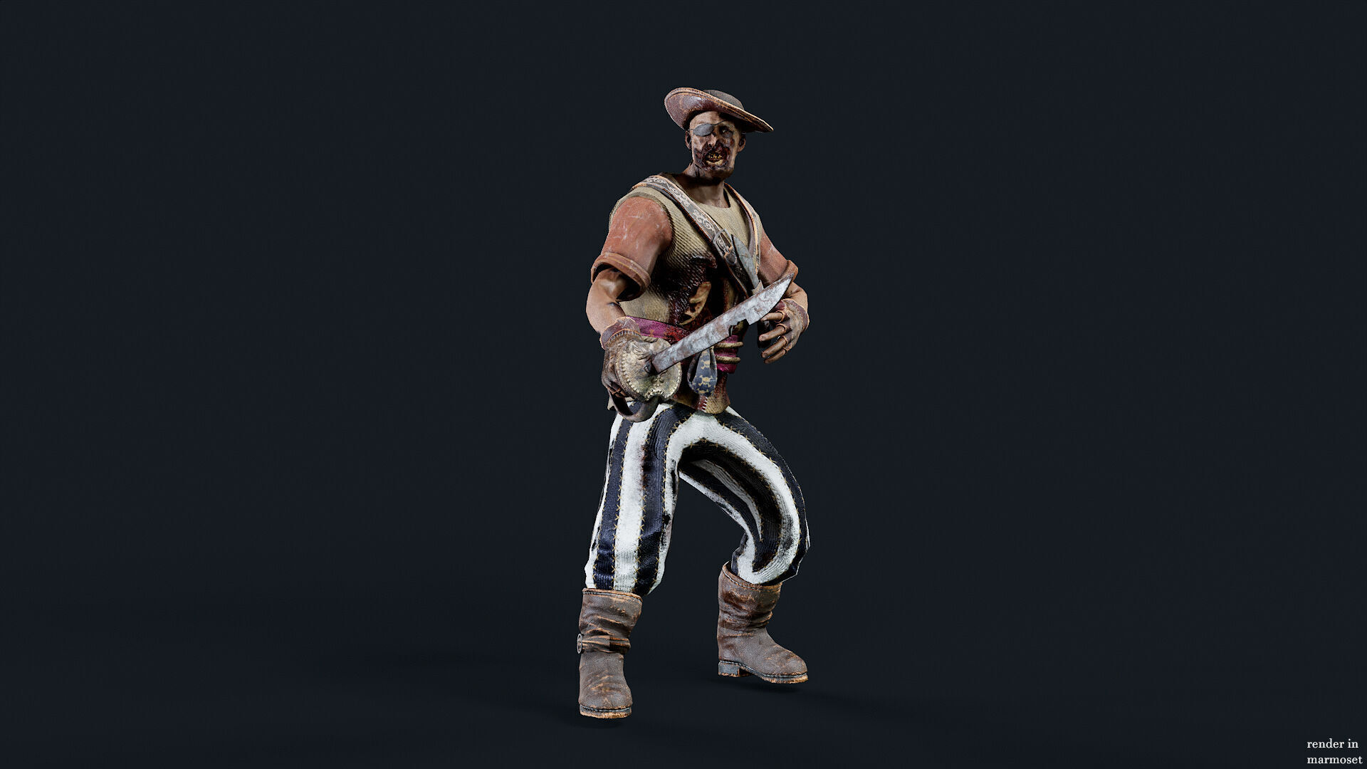PIRATE UNDEAD 9 Low-poly 3D model_3
