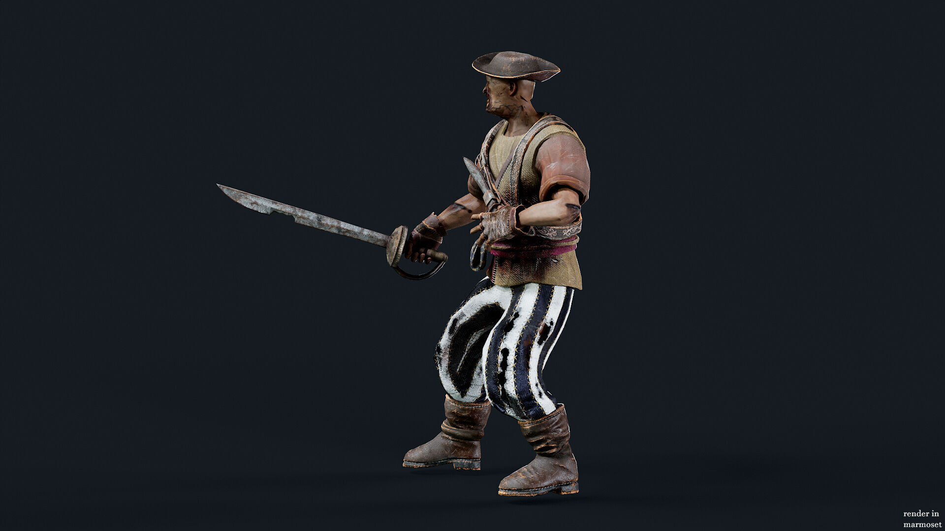 PIRATE UNDEAD 9 Low-poly 3D model_4