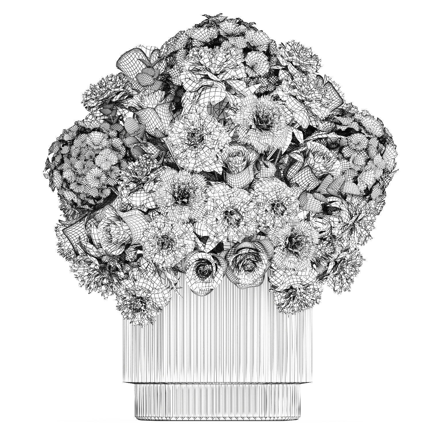 Festive Bouquet Red Flowers Glass Vase Hydrangea 587 3D model_14