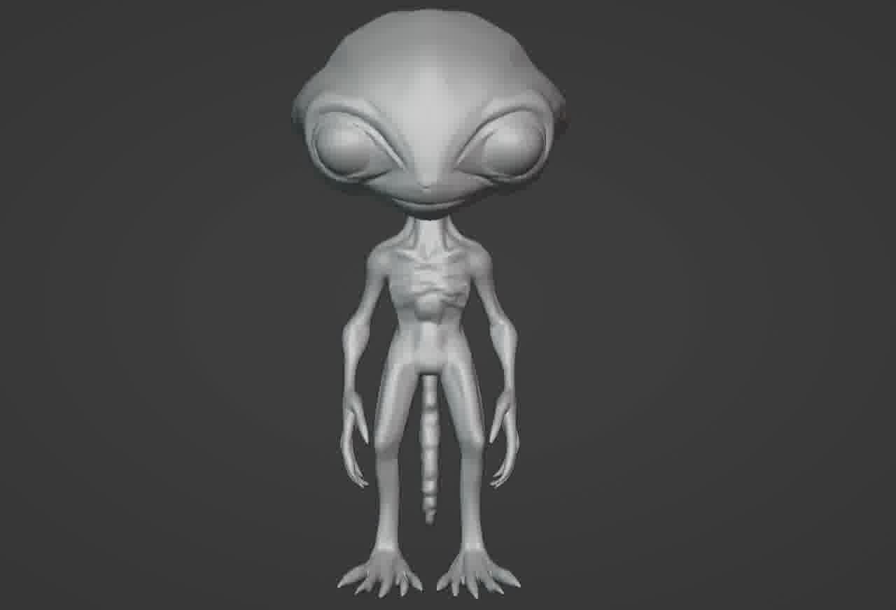 Realistic Gray Alien 3D print model_44