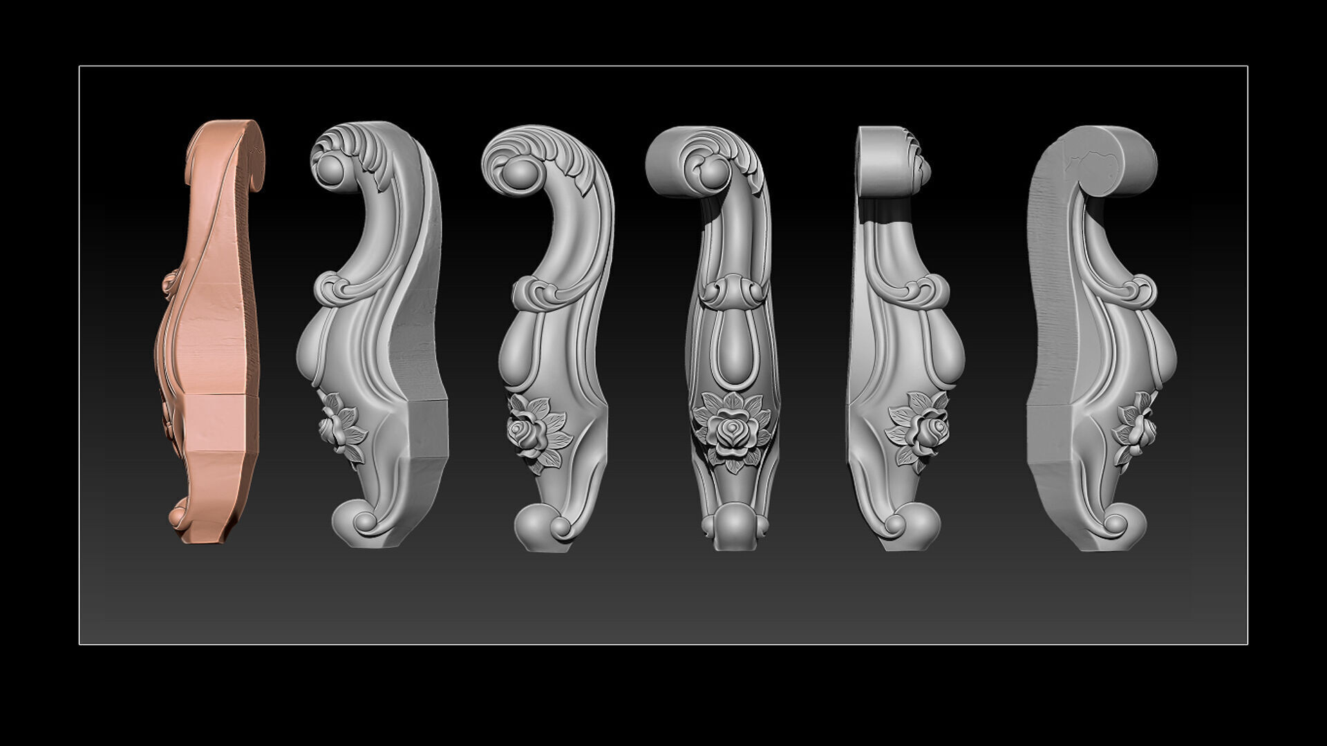 Classic Table and Chair Leg Model Kit -063 3D print model_1