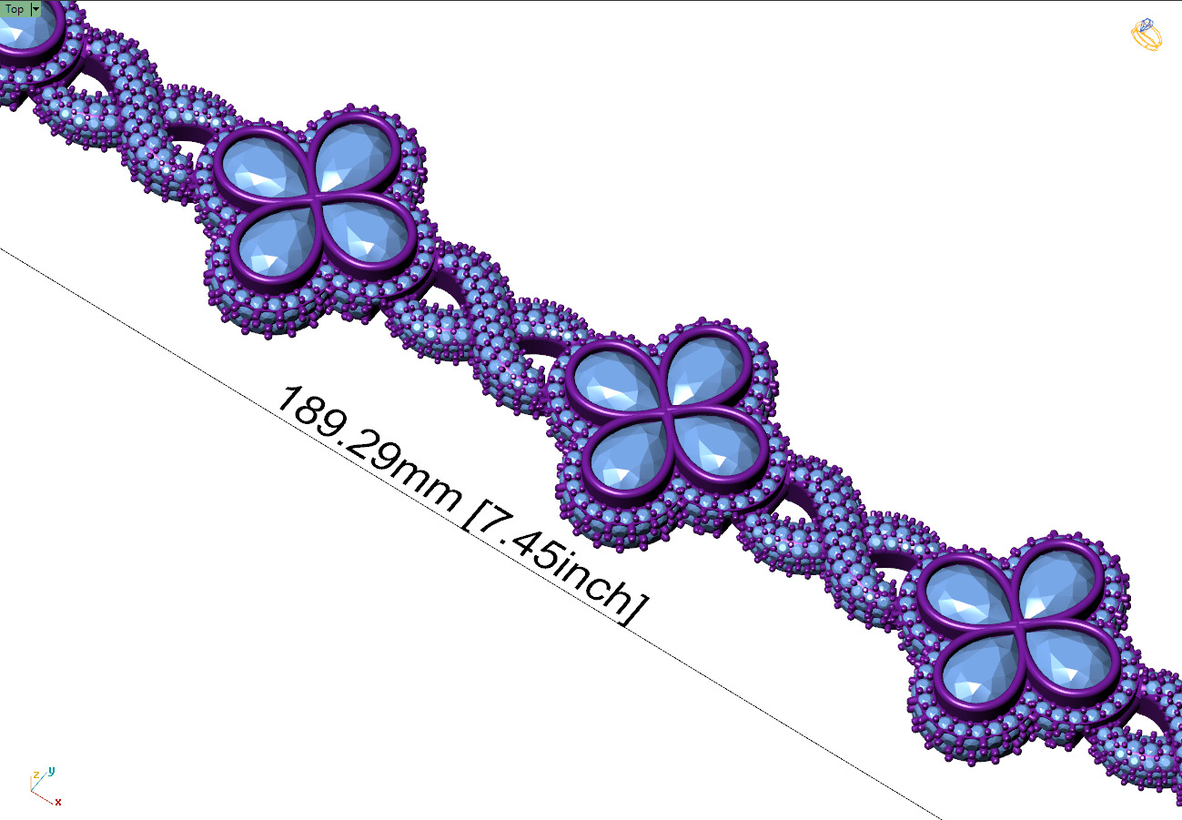 Custom Pear Four leaf Clover Bracelets - Pear leaf Bracelets  3D print model_7