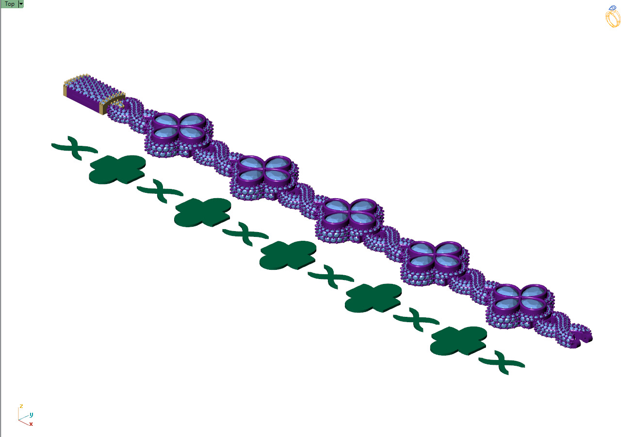 Custom Pear Four leaf Clover Bracelets - Pear leaf Bracelets  3D print model_11