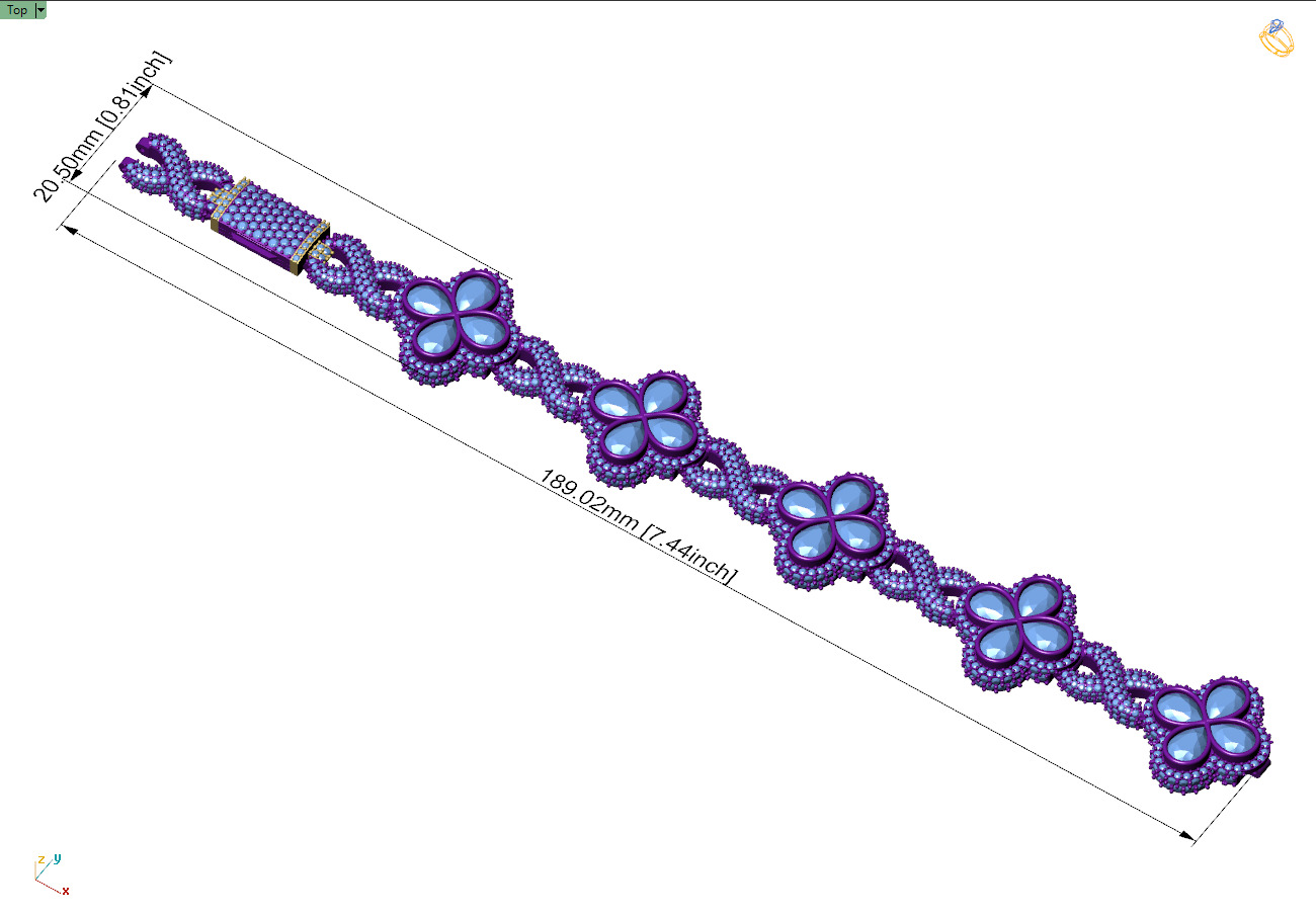 Custom Pear Four leaf Clover Bracelets - Pear leaf Bracelets  3D print model_4