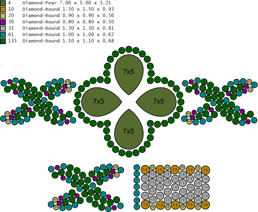 Custom Pear Four leaf Clover Bracelets - Pear leaf Bracelets  3D print model_19