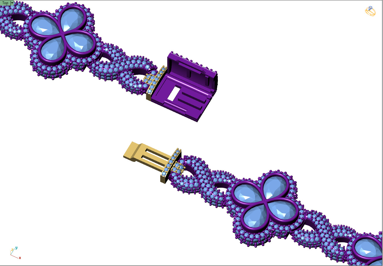 Custom Pear Four leaf Clover Bracelets - Pear leaf Bracelets  3D print model_8