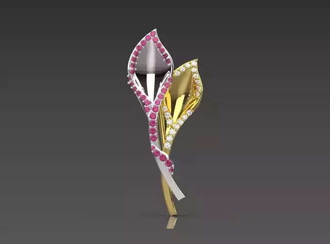 Gold Brooch with Sparkling Diamonds sj0018 3D print model