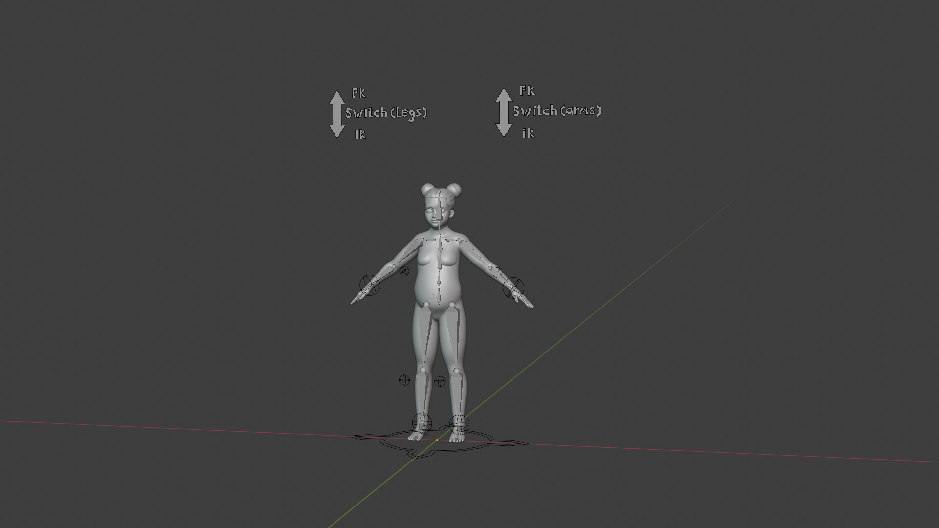 Stylized Human Body Base Mesh 3D Model Pack Rigged IK FK Switch Low-poly 3D model_83