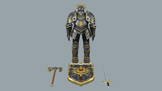 Bastion of the Zenithgold Heroic Paladin Armor and Weapon Set 3D model