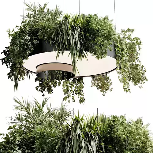 circle pot light pendant - plant light hanging 23 Free 3D model