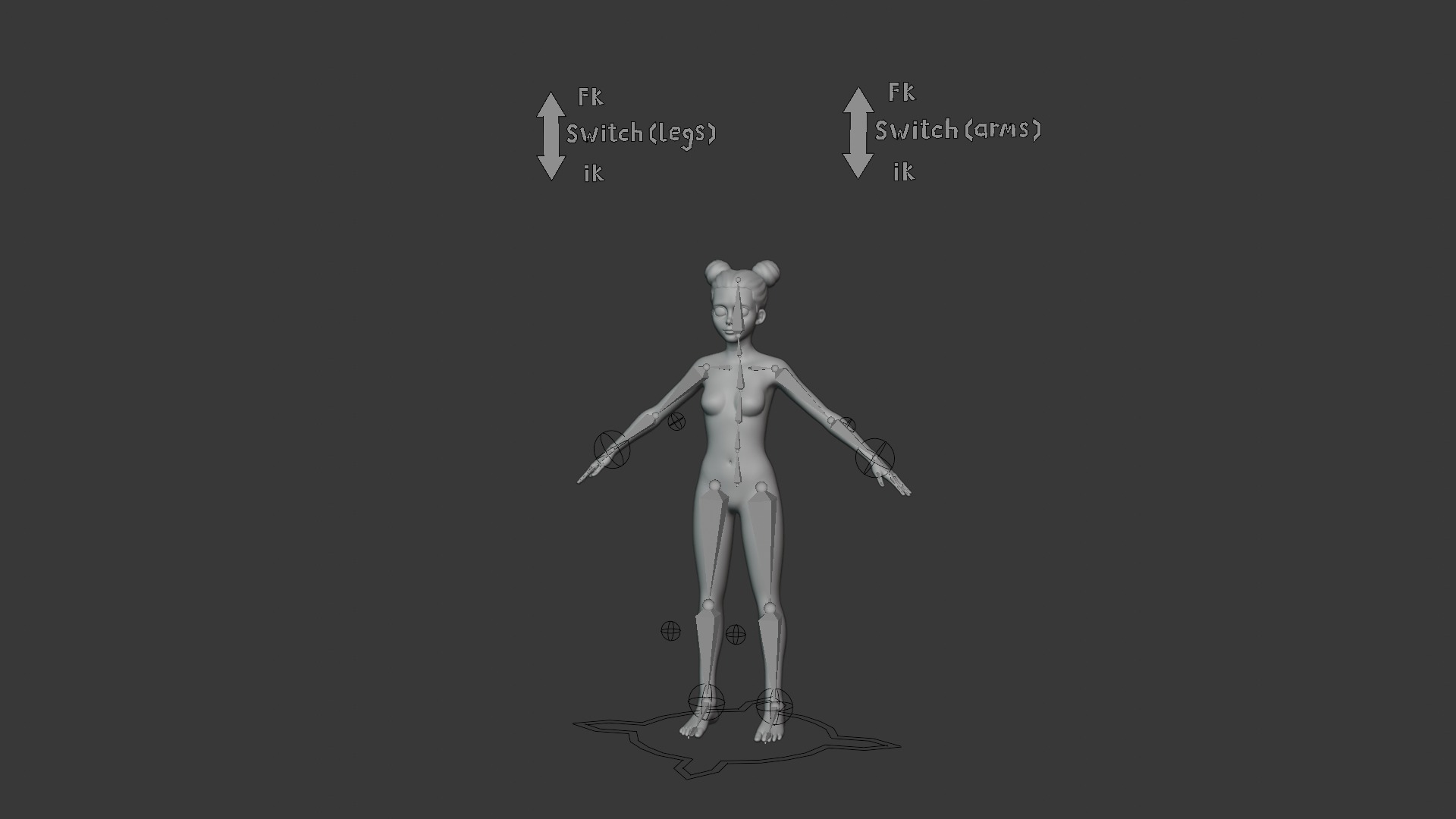 Cartoon Human Body Base Mesh 3D Model Pack Rigged IK FK Switch 3D Model Collection_47
