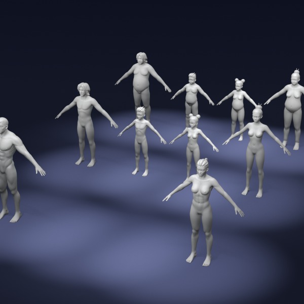 Cartoon Human Body Base Mesh 3D Model Pack Rigged IK FK Switch 3D Model Collection_21