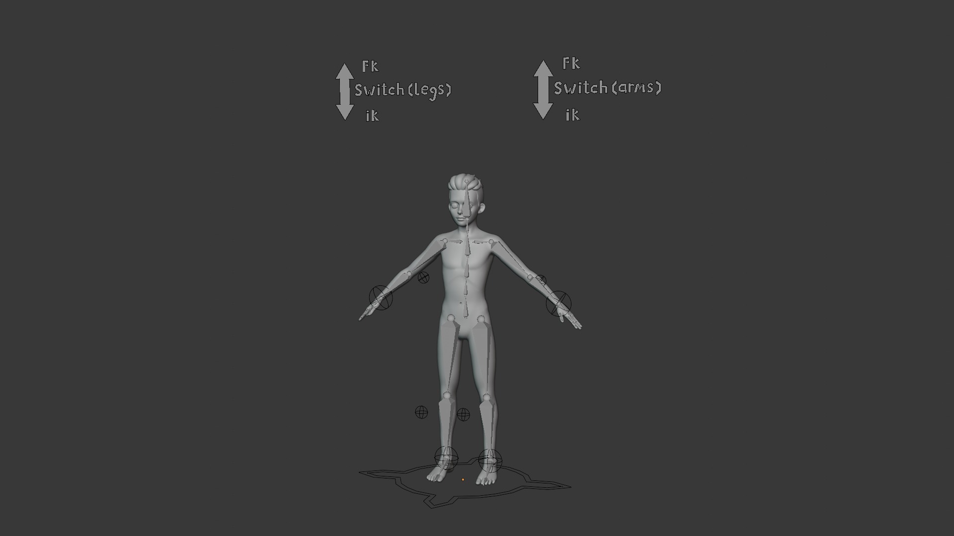 Cartoon Human Body Base Mesh 3D Model Pack Rigged IK FK Switch 3D Model Collection_41