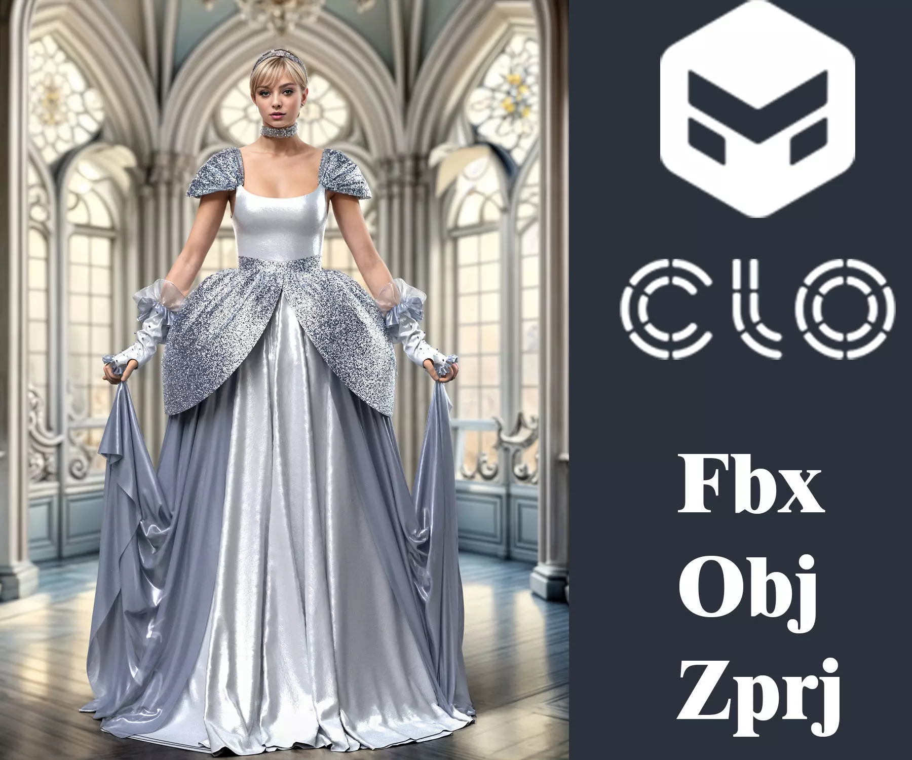 Cinderella blue dress 3D model | CGTrader