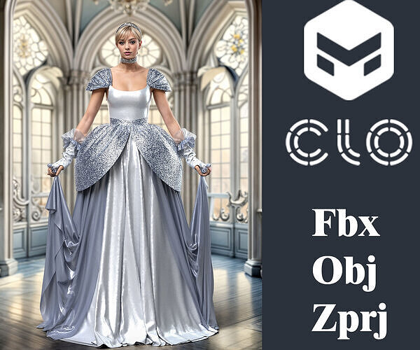 Cinderella blue dress 3D model
