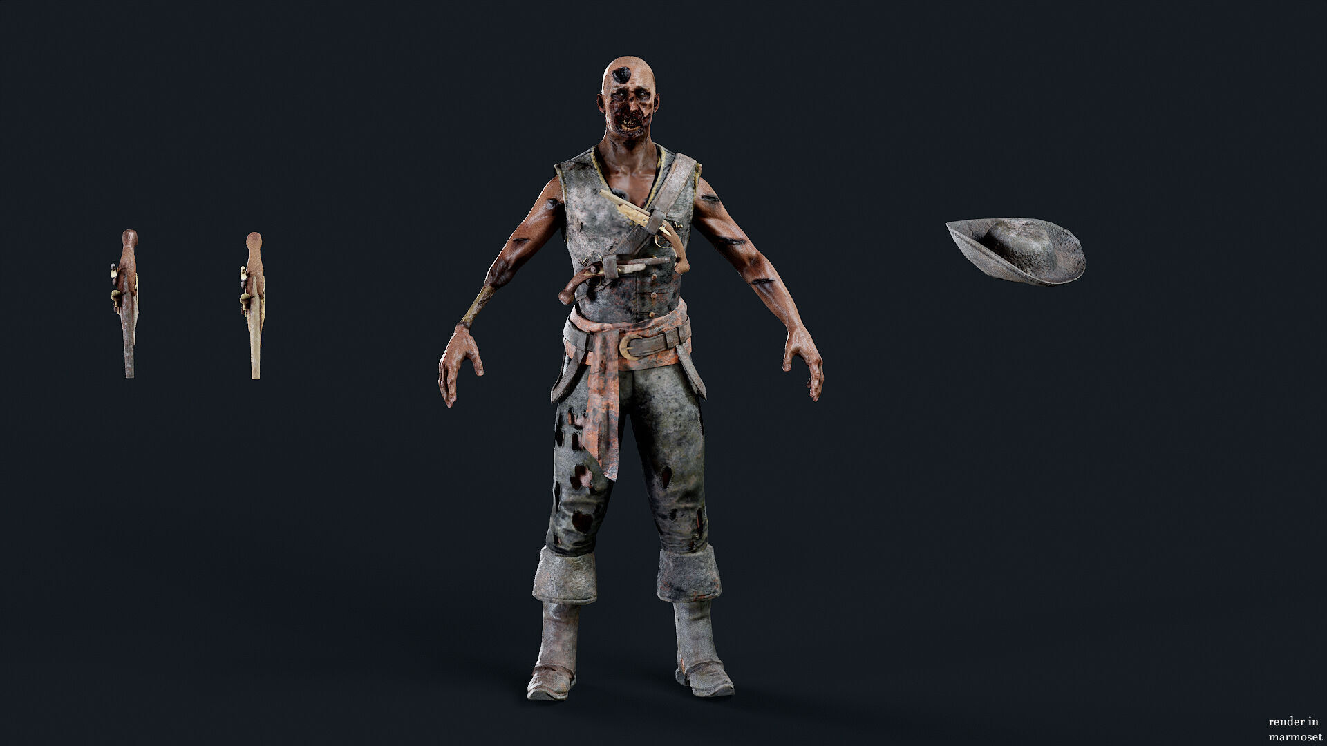 PIRATE UNDEAD 10 Low-poly 3D model_7