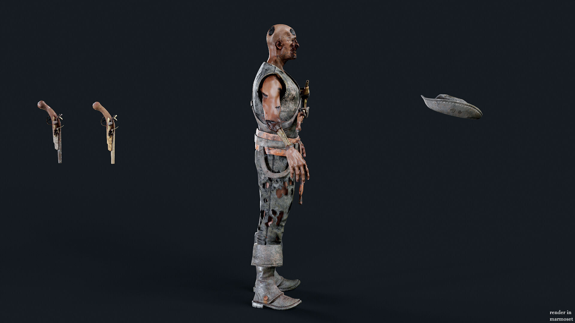 PIRATE UNDEAD 10 Low-poly 3D model_6