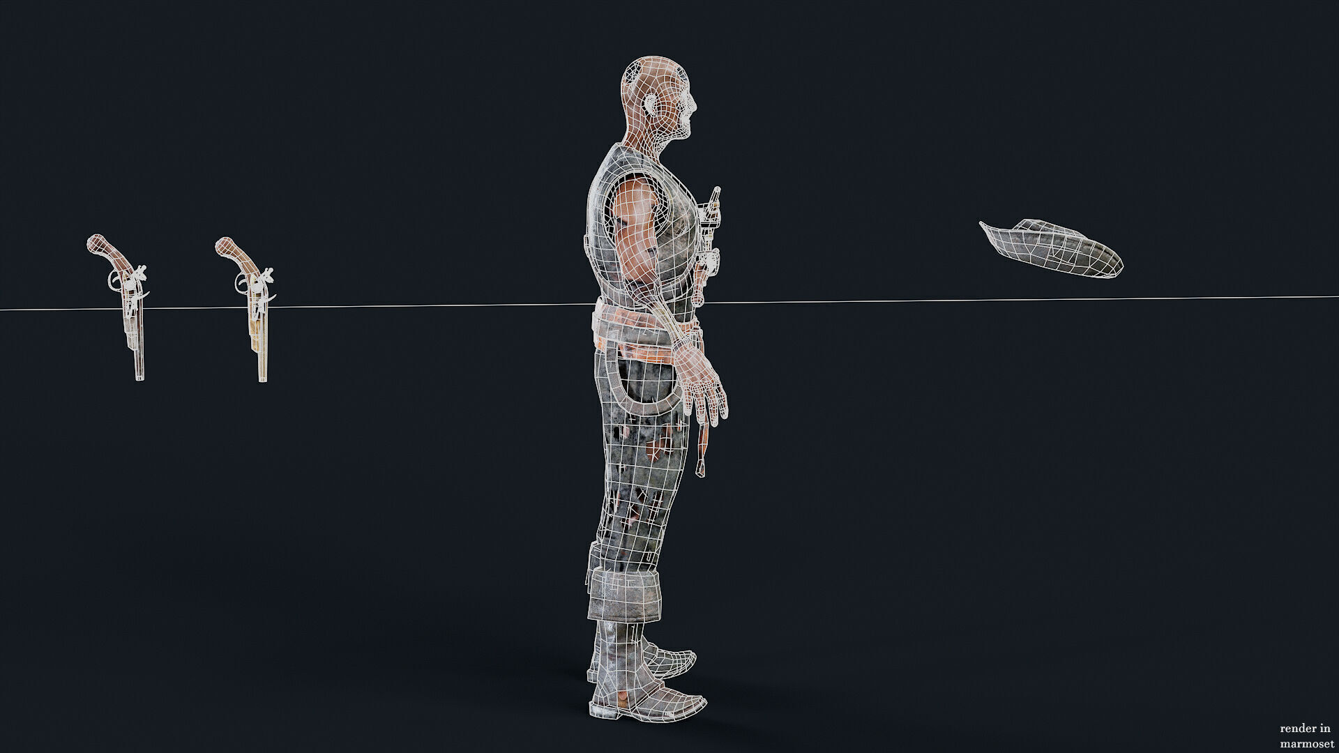 PIRATE UNDEAD 10 Low-poly 3D model_11