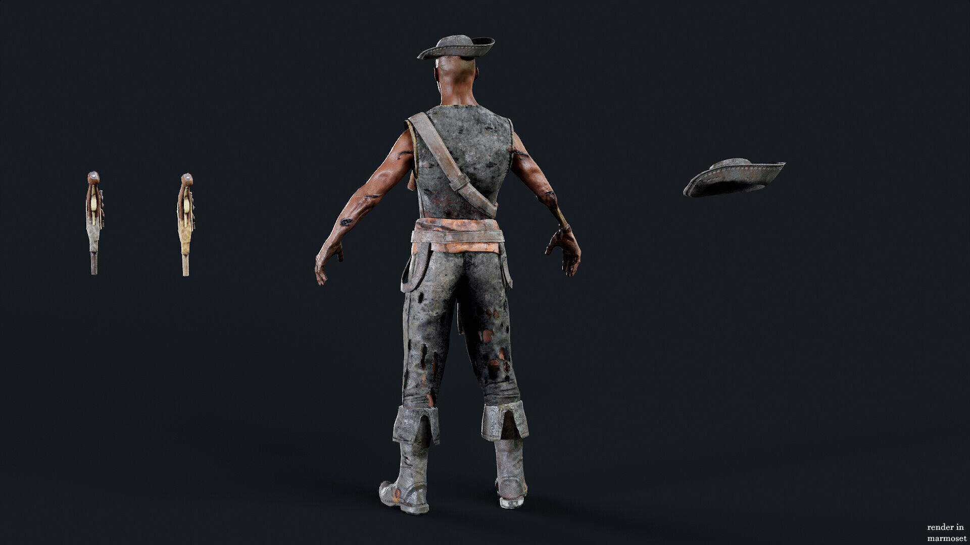 PIRATE UNDEAD 10 Low-poly 3D model_9