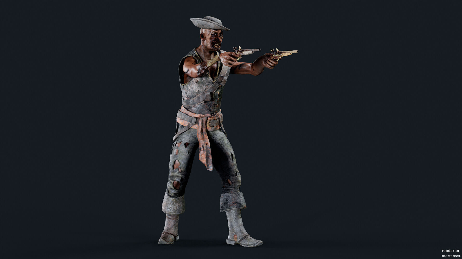 PIRATE UNDEAD 10 Low-poly 3D model_5