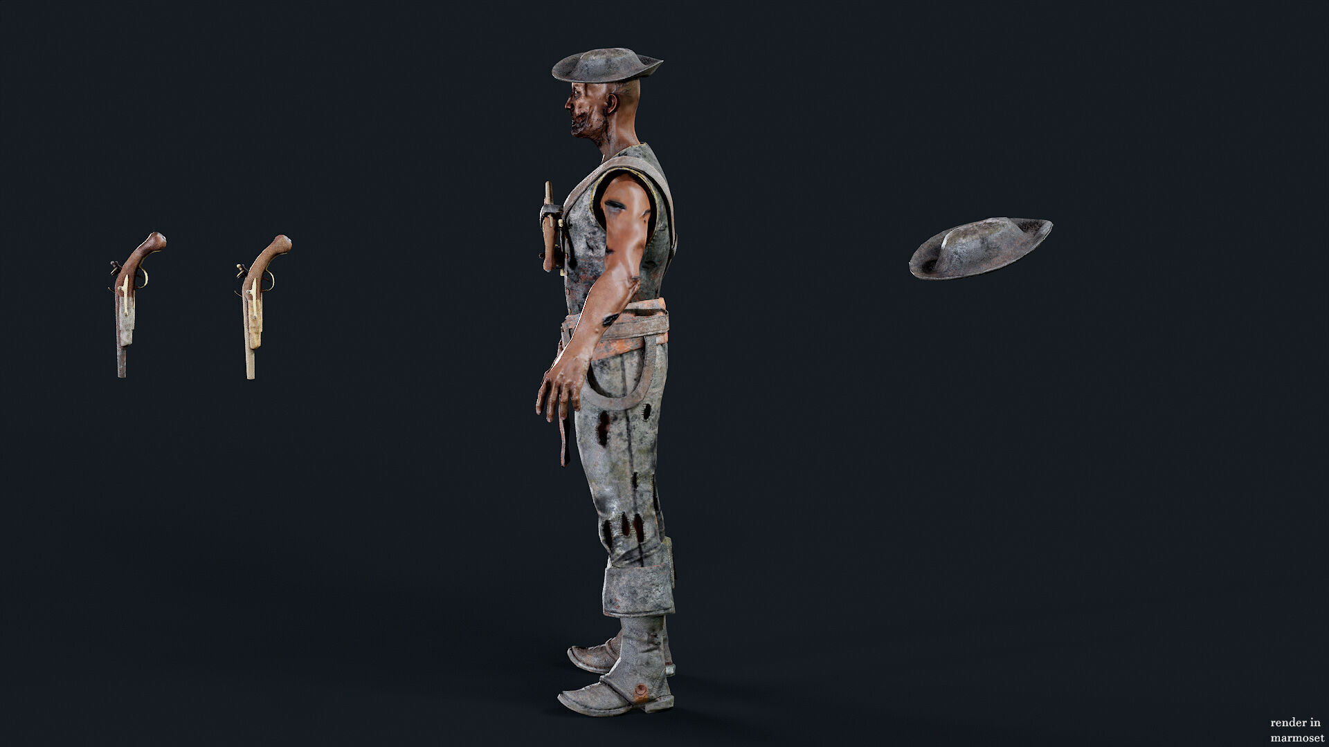 PIRATE UNDEAD 10 Low-poly 3D model_8