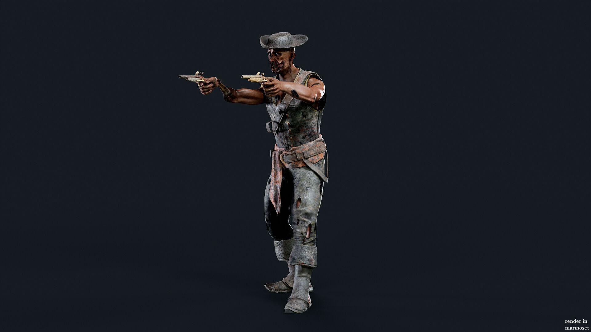 PIRATE UNDEAD 10 Low-poly 3D model_3