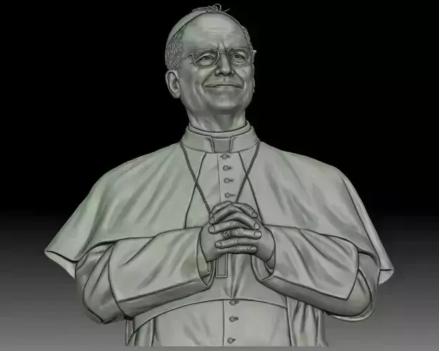 Pope Leo XIV portrait high bas-relief