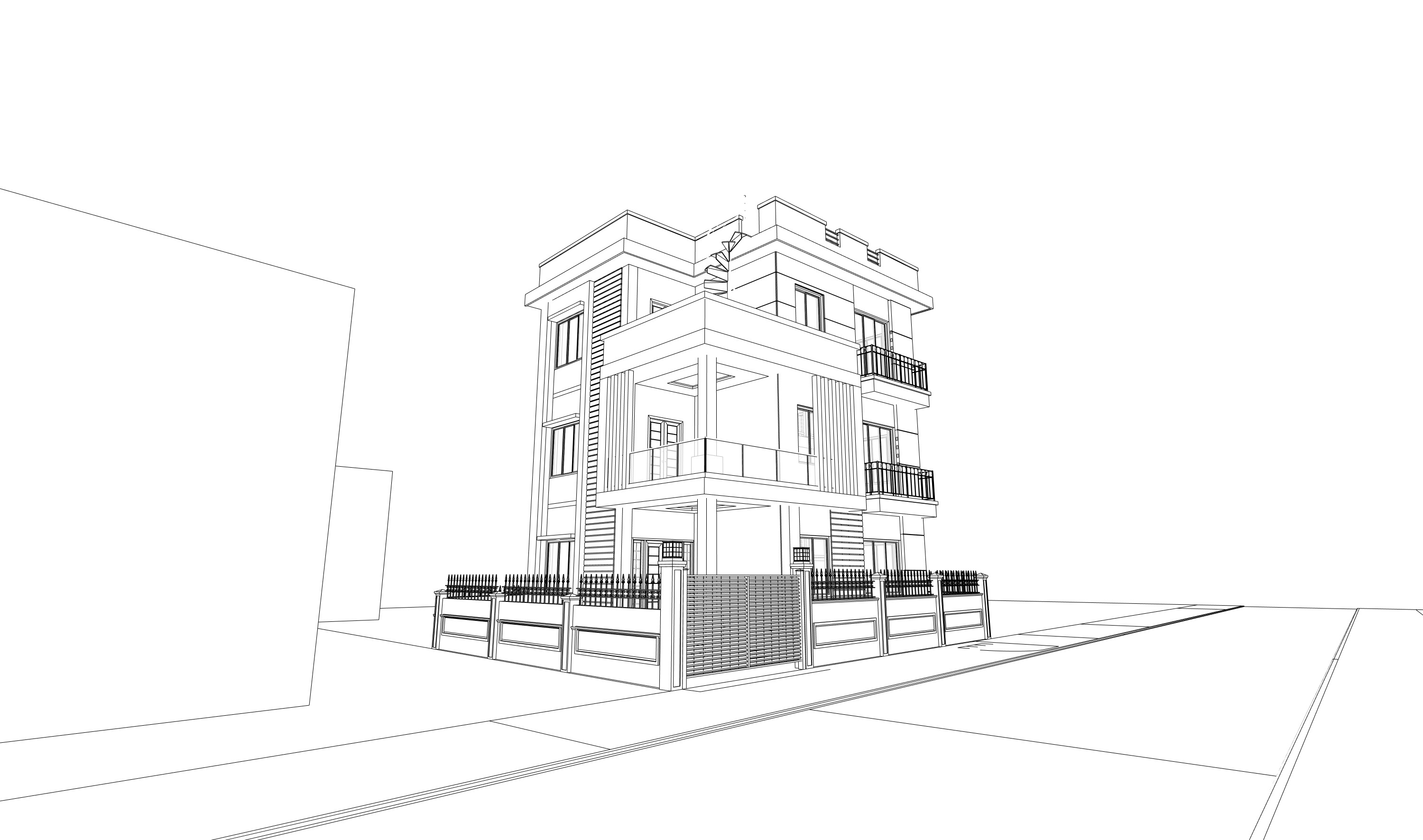 Modern Box-Style House Exterior 3D model_16