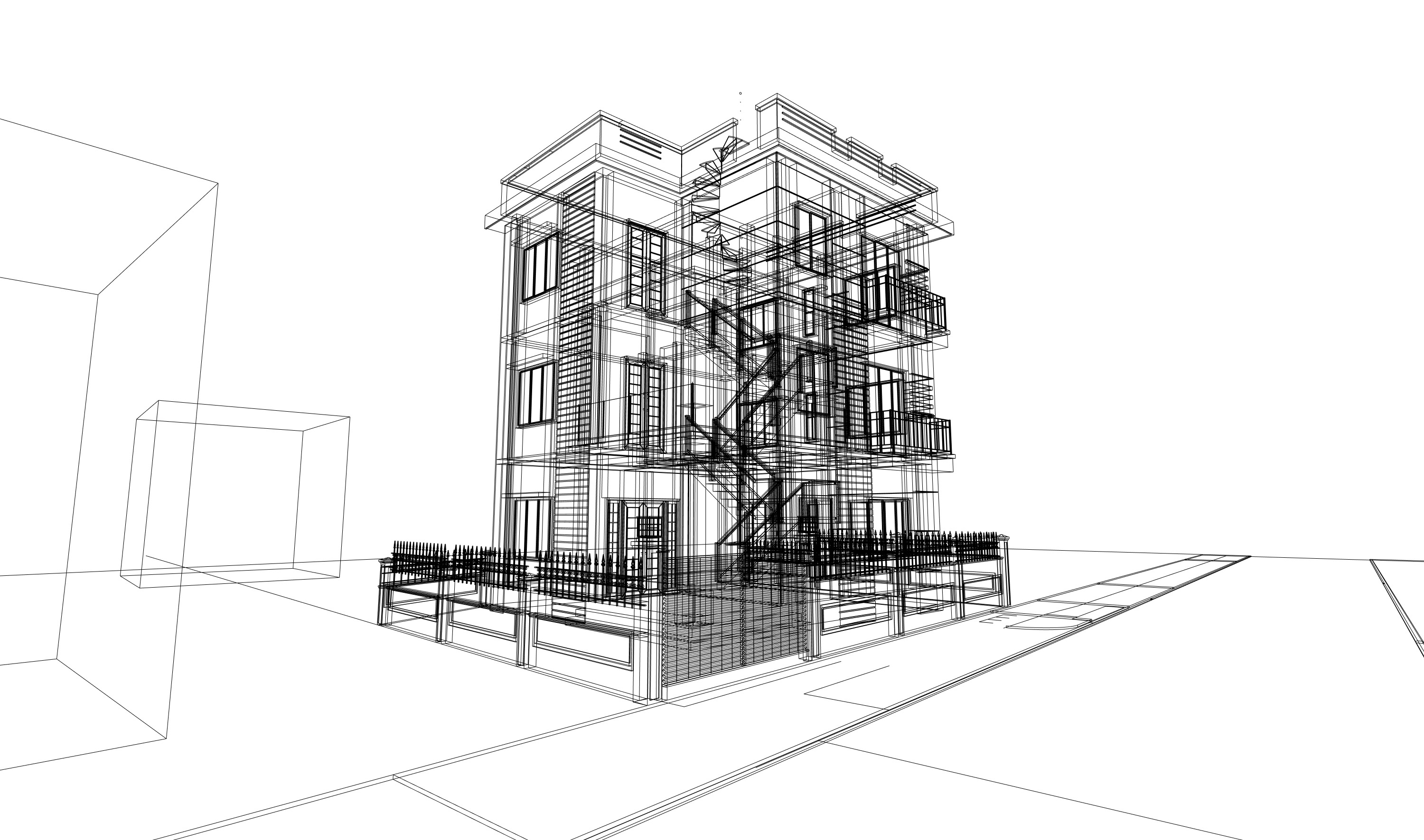 Modern Box-Style House Exterior 3D model_10