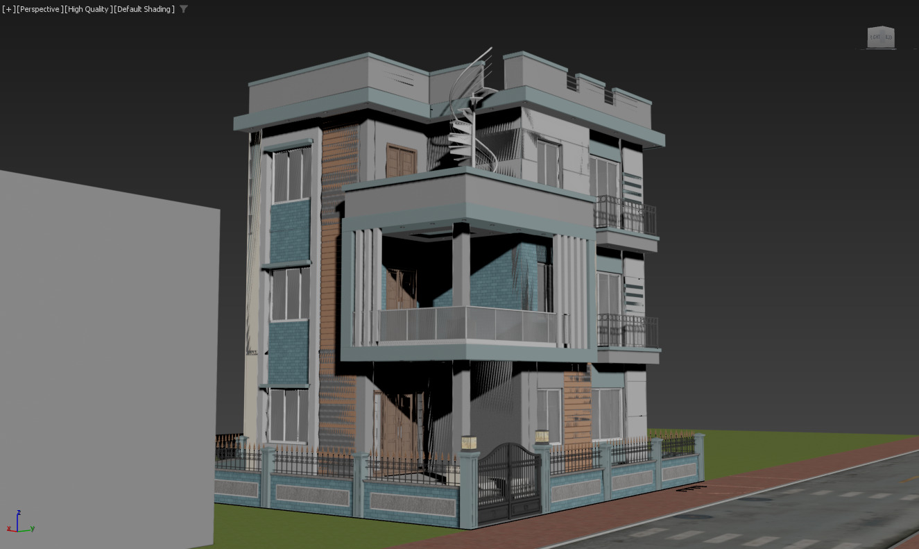 Modern Box-Style House Exterior 3D model_13