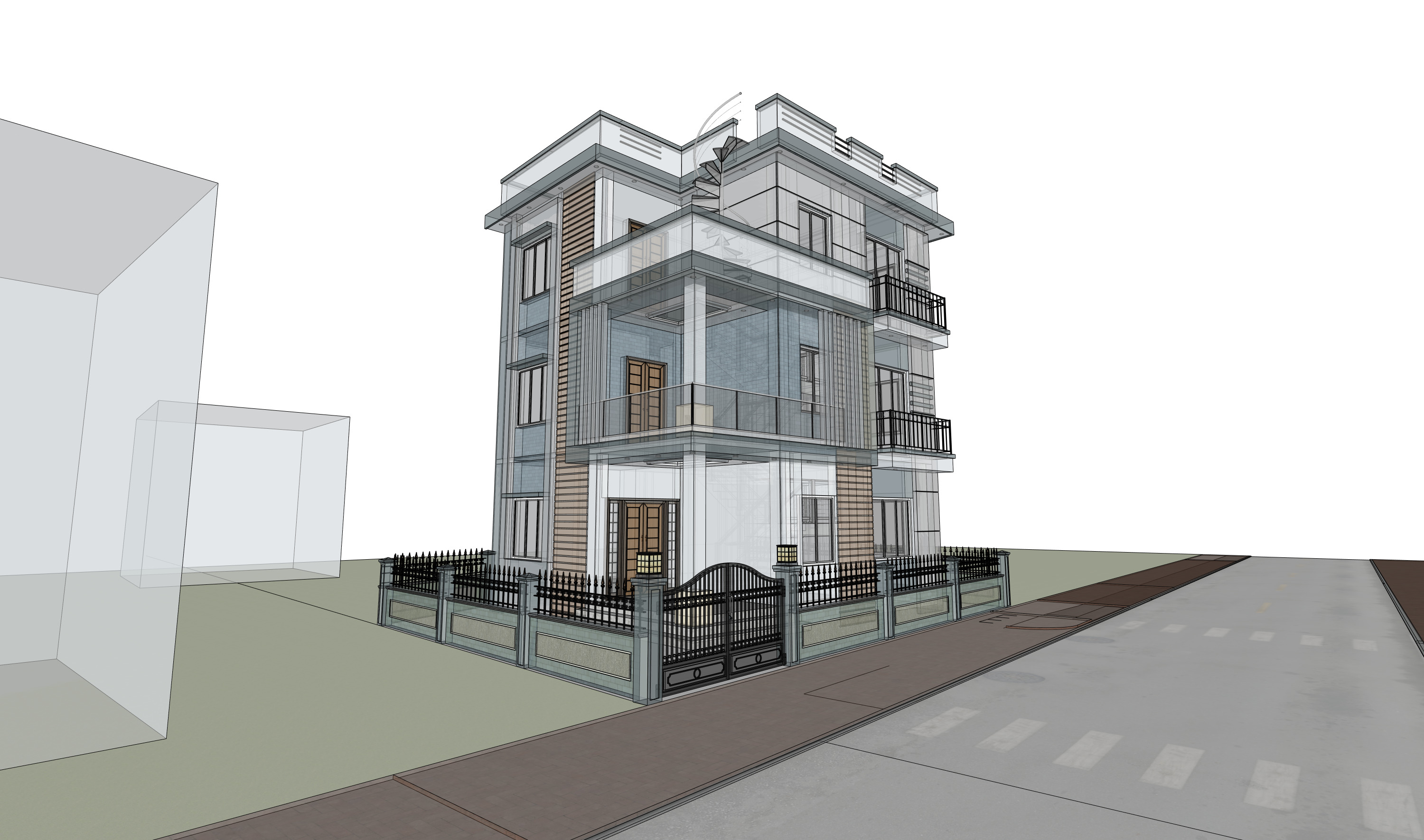 Modern Box-Style House Exterior 3D model_15