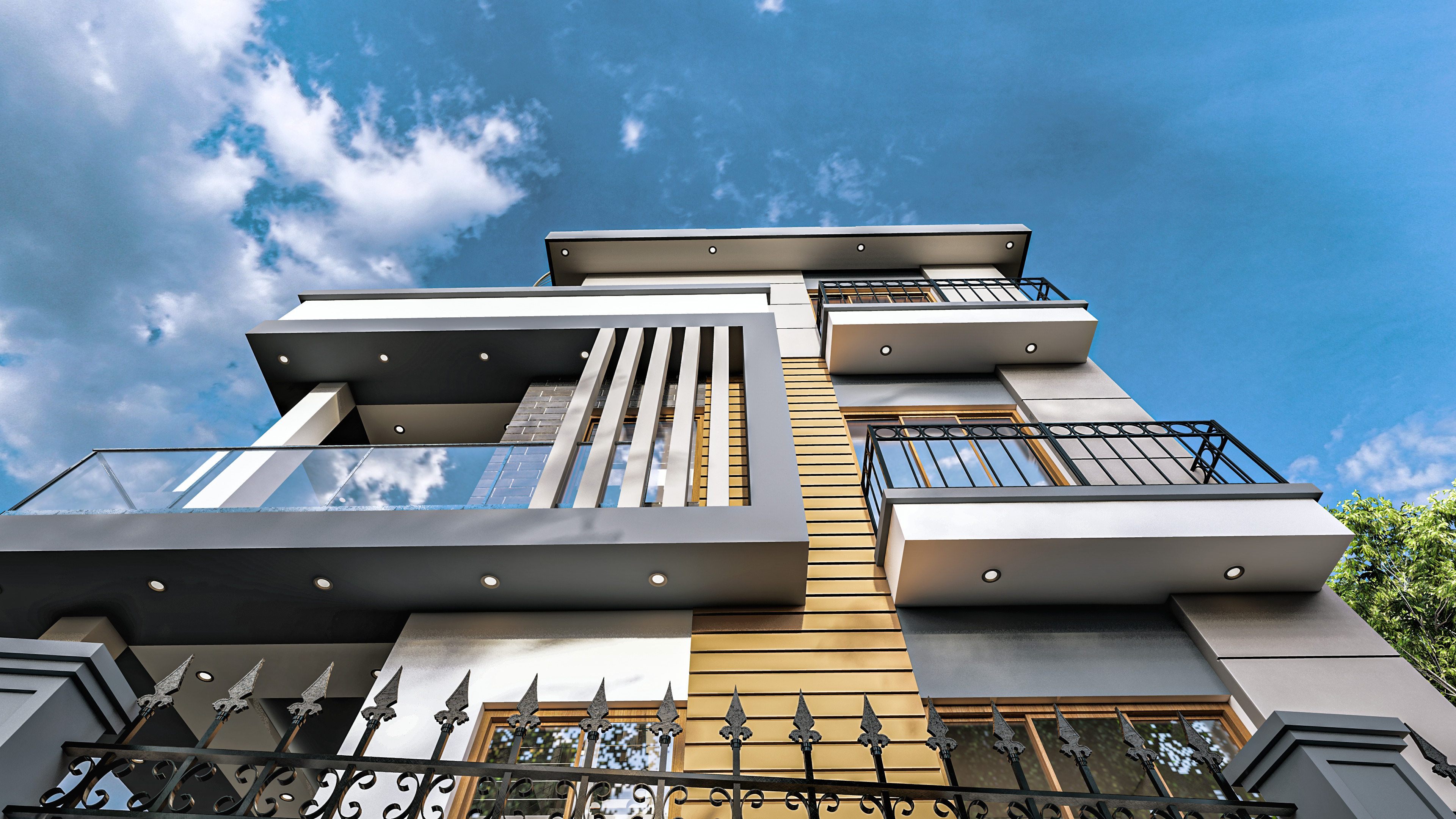 Modern Box-Style House Exterior 3D model_3