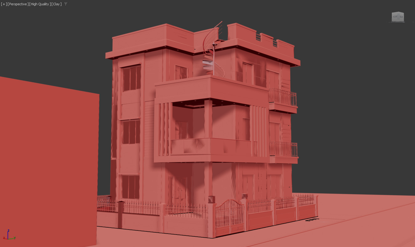 Modern Box-Style House Exterior 3D model_9