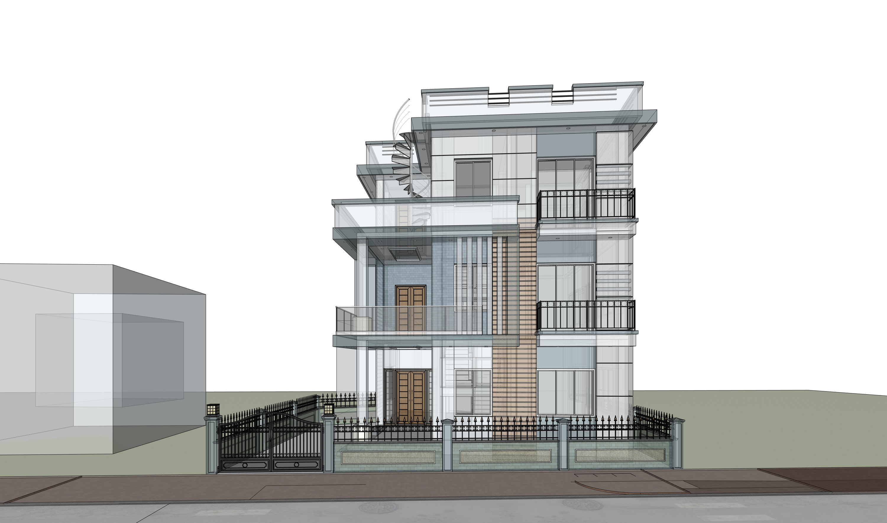 Modern Box-Style House Exterior 3D model_14