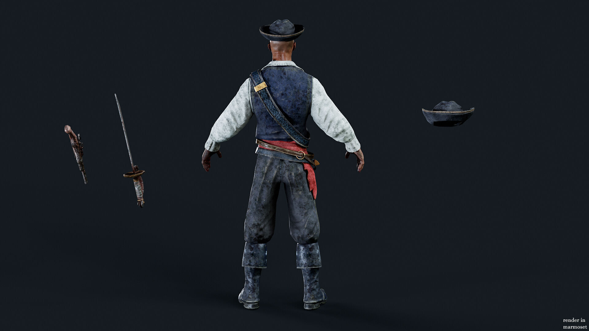 PIRATE UNDEAD 11  Low-poly 3D model_6