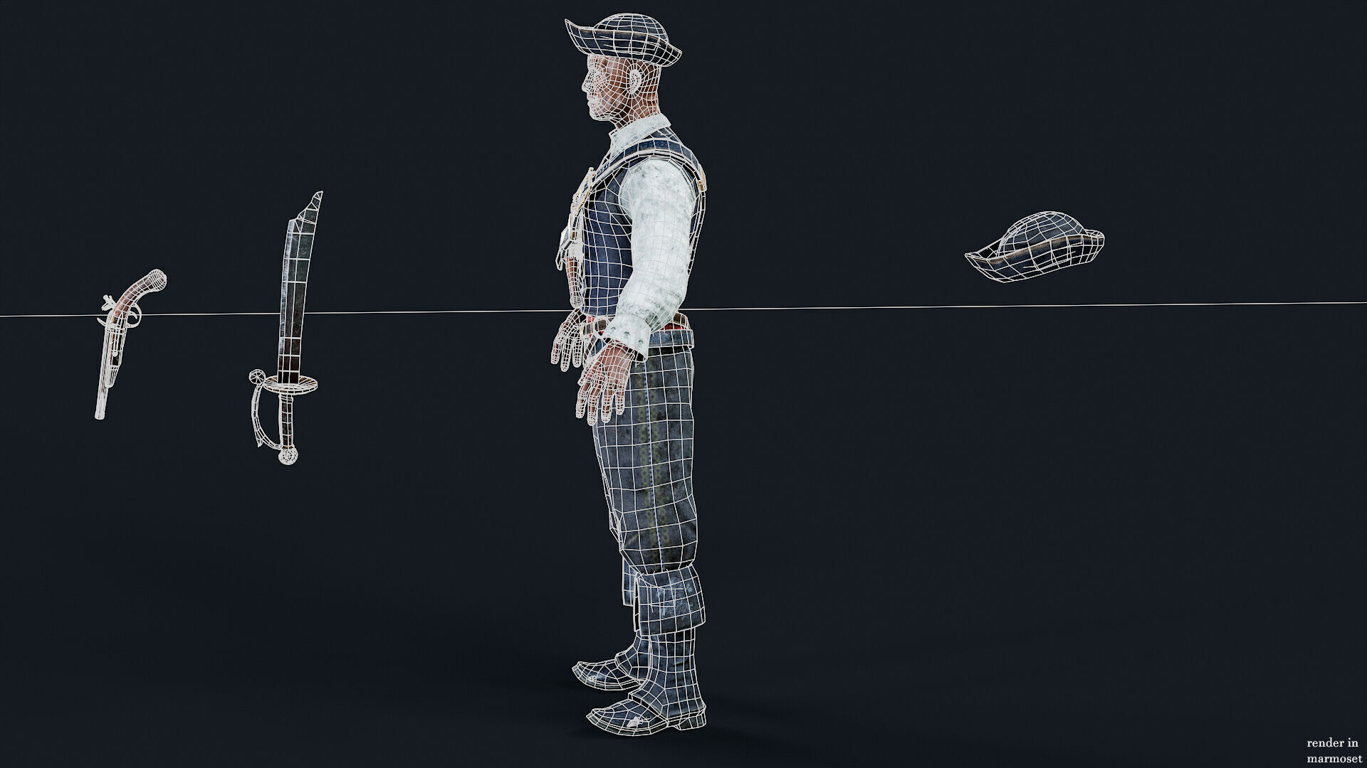 PIRATE UNDEAD 11  Low-poly 3D model_12