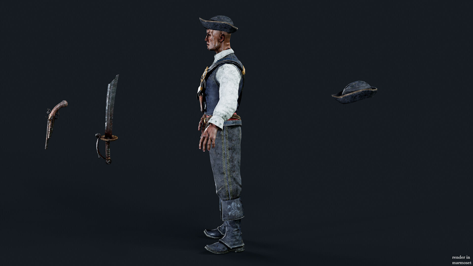 PIRATE UNDEAD 11  Low-poly 3D model_7