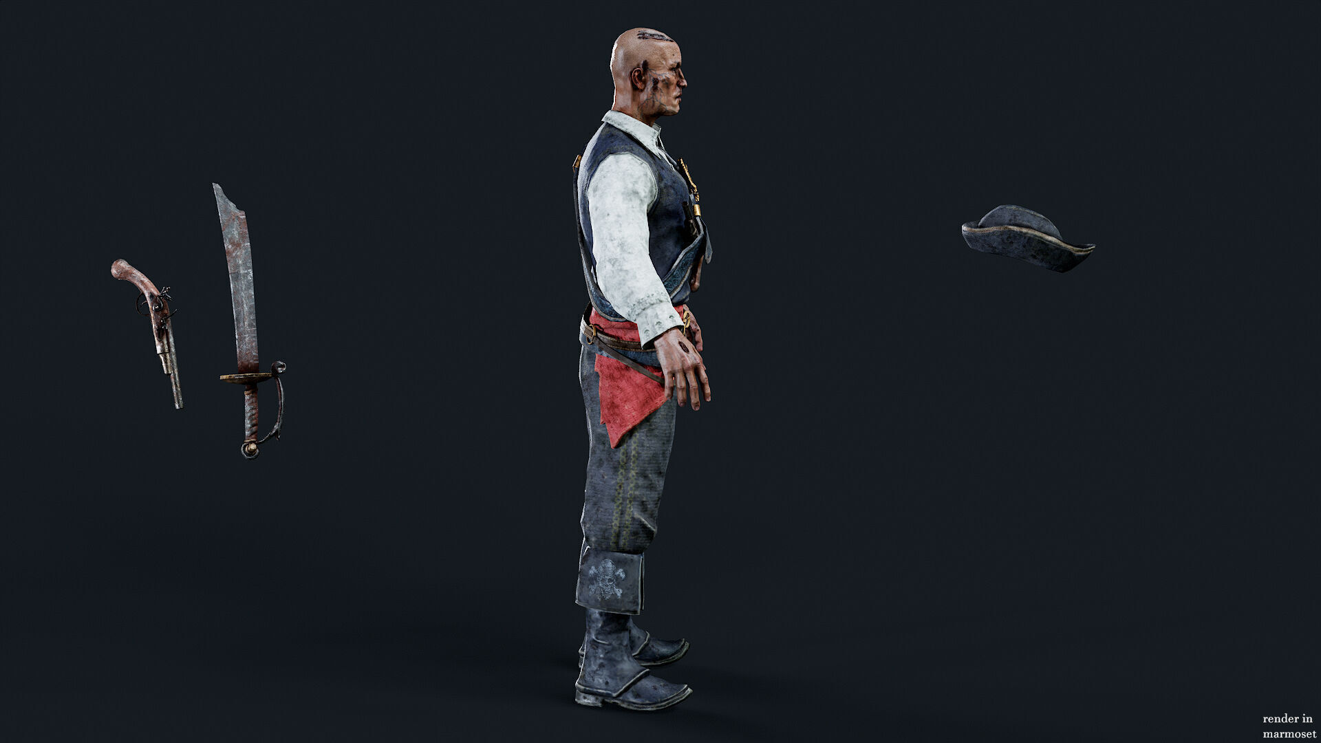 PIRATE UNDEAD 11  Low-poly 3D model_5